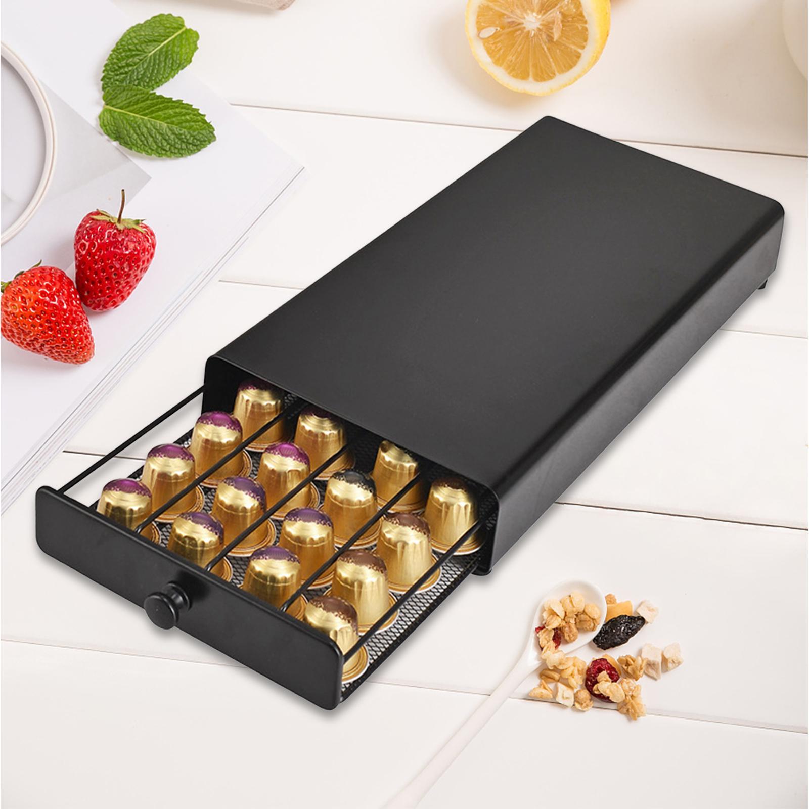 Cup Holder Sliding 40 Pod Capsule Holder for Coffee Bar Countertop Kitchen