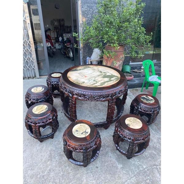 Bộ bàn ghế trống trúc gỗ trắc sang trọng