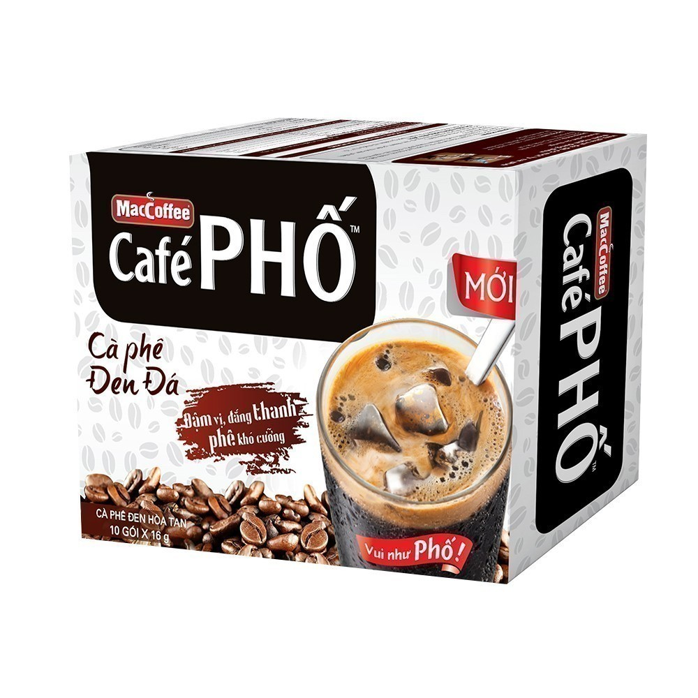 Cà phê Phố Đen Đá - Maccoffee (hộp 10 gói x 16g)