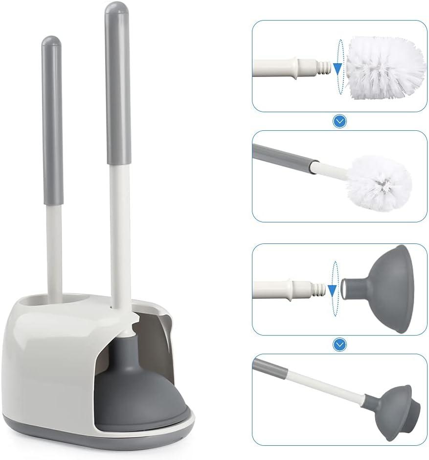 Nhà vệ sinh pít tông và bàn chải bát với combo đứng để làm sạch phòng tắm