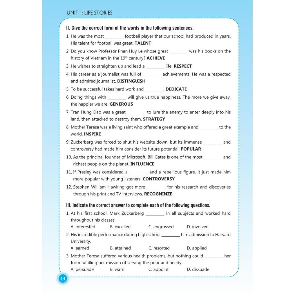 Sách - Bài tập tiếng Anh lớp 12 - Có đáp án Tặng bookmark