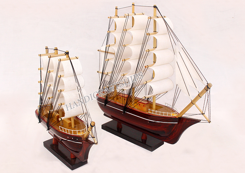 Hình ảnh (Đã lắp ráp)Combo 2 thuyền buồm phong thủy 25cm&20cm màu trắng, hỗ trợ ship