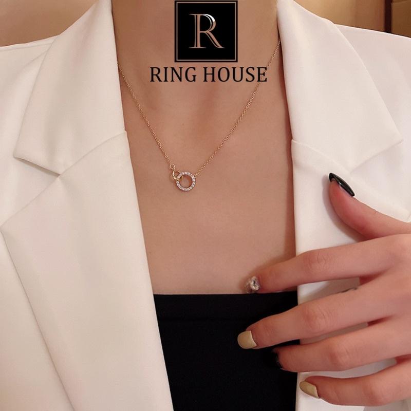 Dây Chuyền Nữ Titan Không Đen Gỉ 2 Vòng Tròn Lồng Chữ O Đẹp Ring House