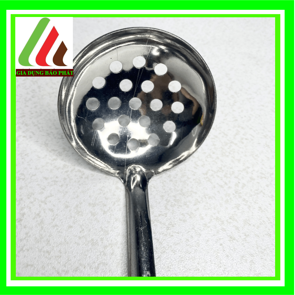 Set 3 vá đặc, lỗ, xẻng inox dài 28cm truyền thống sáng bóng dày dặn - dụng cụ nấu ăn