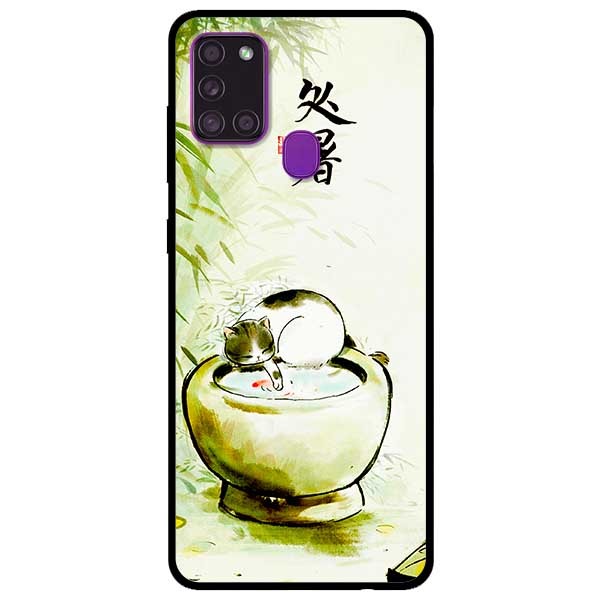 Ốp lưng dành cho Samsung Galaxy A21s mẫu Mèo Chậu Nước