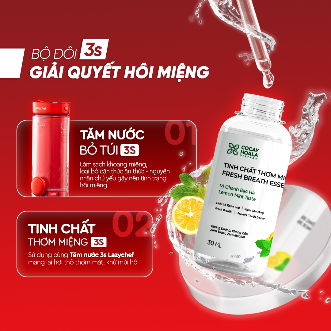 Máy tăm nước cầm tay Lazychef 3s chính hãng - chống thấm nước tối ưu, làm sạch bằng sóng siêu âm, khắc tên cá nhân - Hàng Chính hãng, Bảo hành 12 tháng