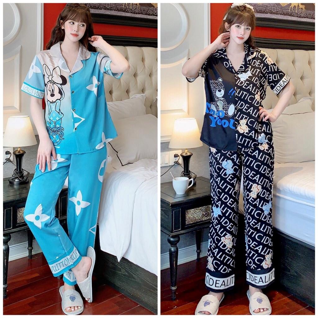 Đồ bộ mặc nhà Pijama dơi dài, chất lụa mango dày dặn, mềm mát - Freesize dưới 60kg