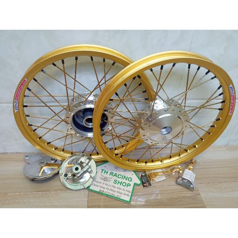 BÁNH CĂM CHO XE WAVE DREAM CUB THẮNG ĐÙM NIỀNG NHÔM YOKO THÁI LAN ĐÙM MA CROM CĂM VÀNG CHÂN ĐEN ĐÃ RÚT CĂM GẮN VỪA NHƯ IN