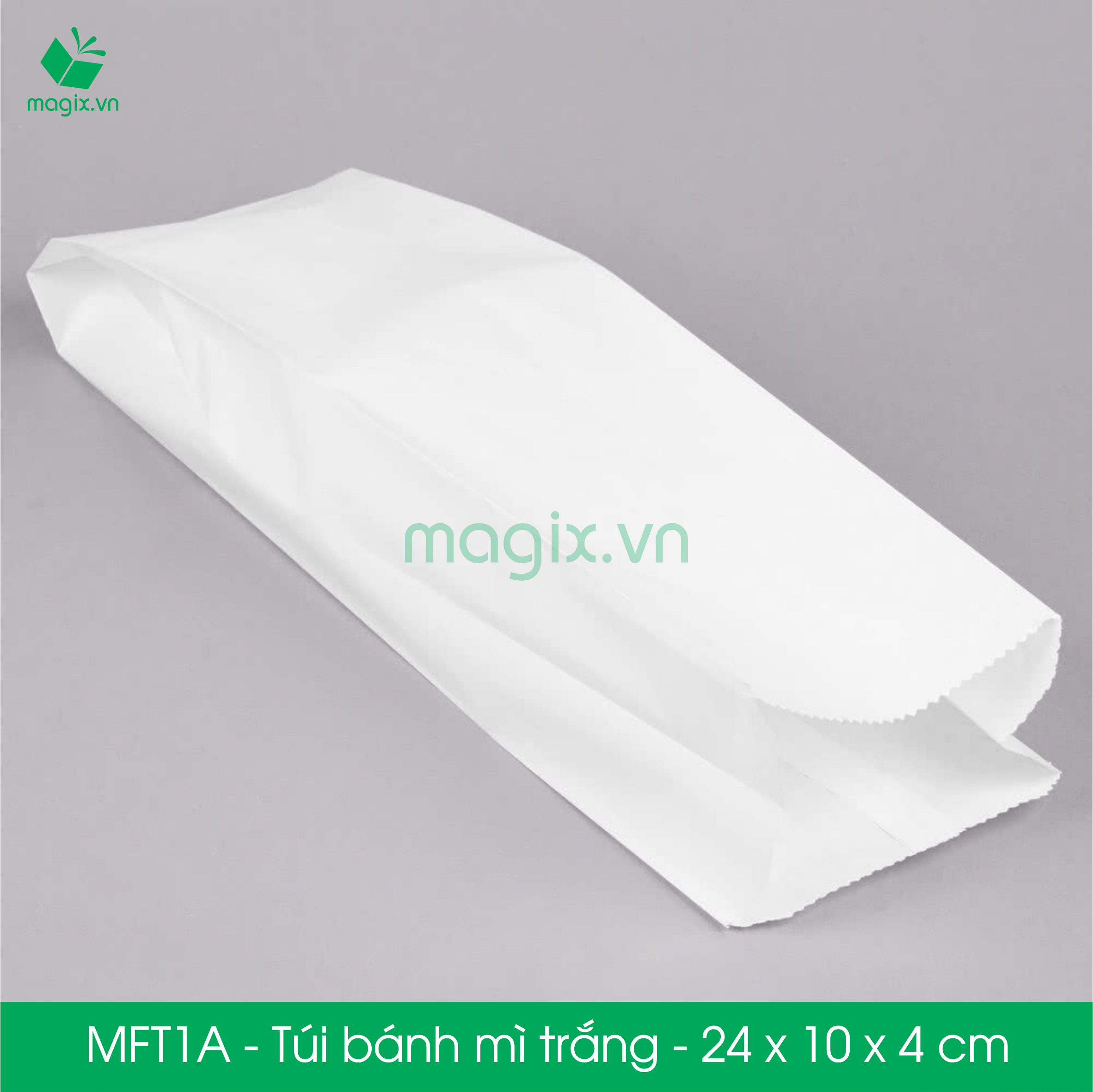 MFT1A - 24x10x4 cm - 5000 Túi giấy bánh mì trắng