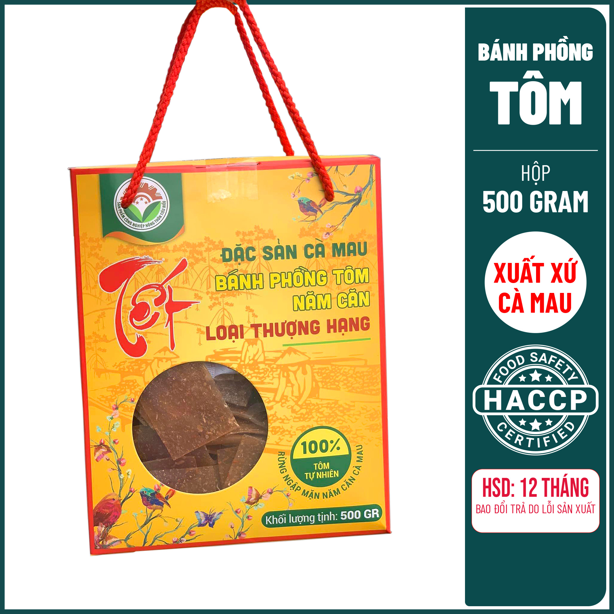 Đặc sản Cà Mau - Bánh Phồng Tôm Năm Căn - Loại Thượng Hạng ( Hộp 500 GRAM )