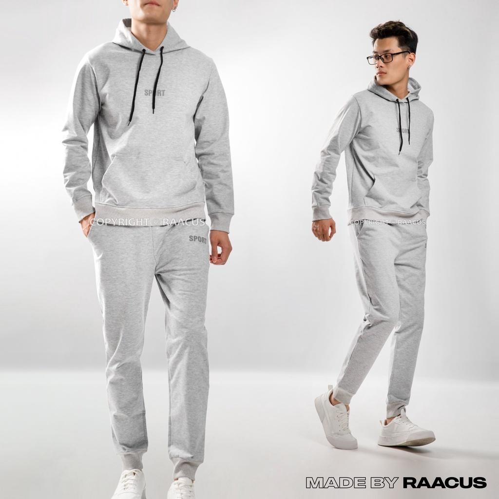 Bộ nỉ nam RAACUS chất nỉ da cá cao cấp mùa đông, bộ thể thao nam chất nỉ thu đông SPORT - D1DBD218