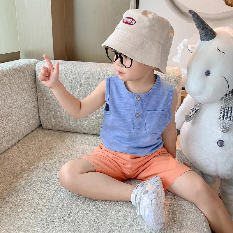 Áo thun bé trai ba lỗ sát nách cotton thoáng mát màu trơn túi ngực size đại 30kg Magickids Quần áo trẻ em AO22020