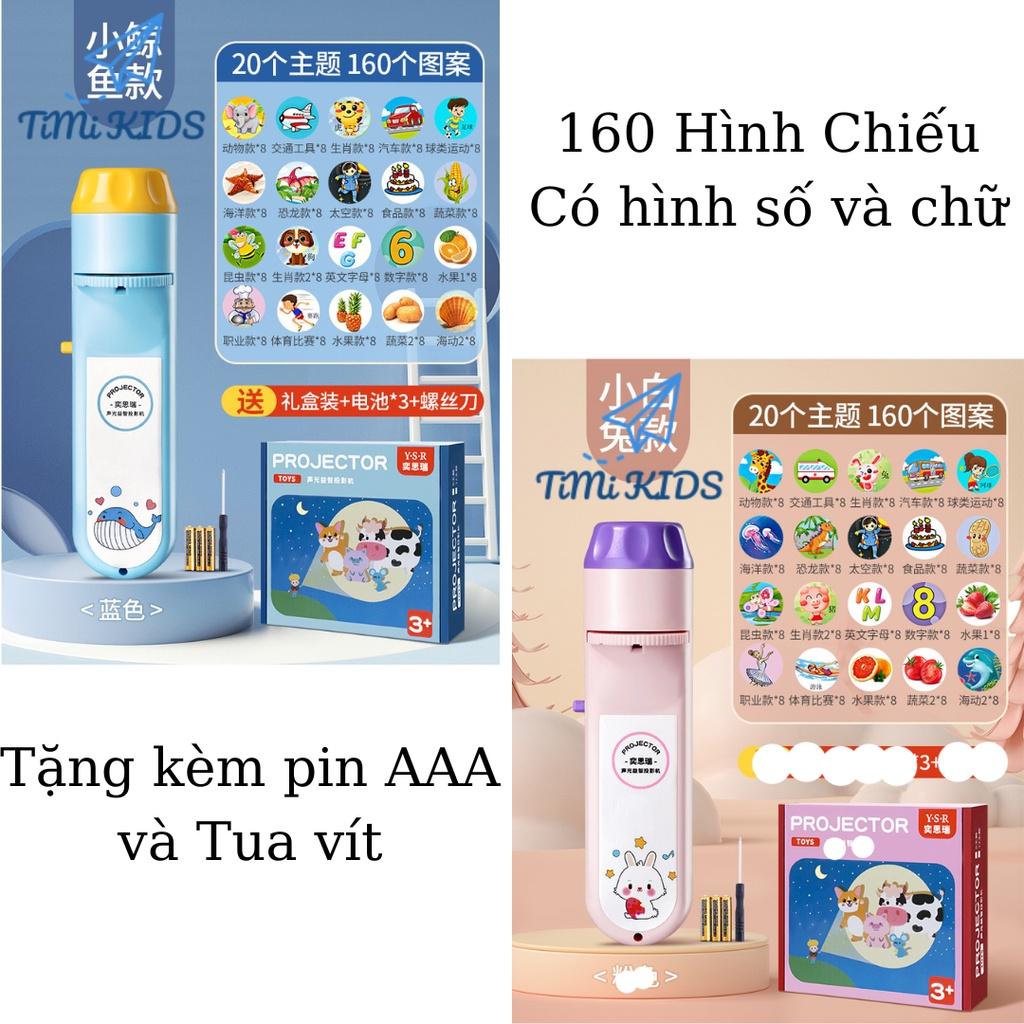 Đèn pin chiếu hình FULL HỘP 160 HÌNH TẶNG PIN , Đèn pin chiếu hình động vật chữ cái và số cho bé học hỏi khám phá