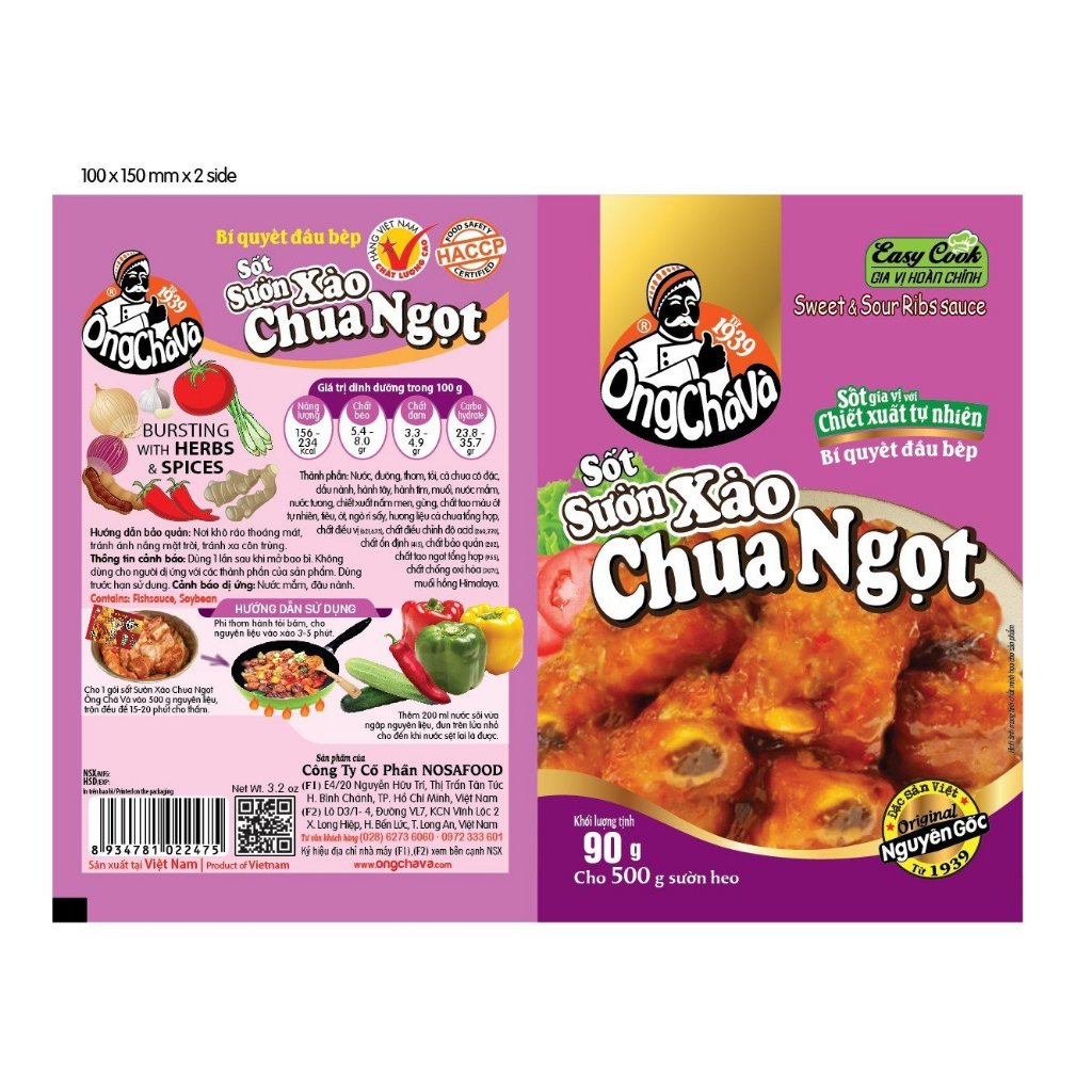 Lốc 15 Gói Sốt Sườn Xào Chua Ngọt Ông Chà Và 90g