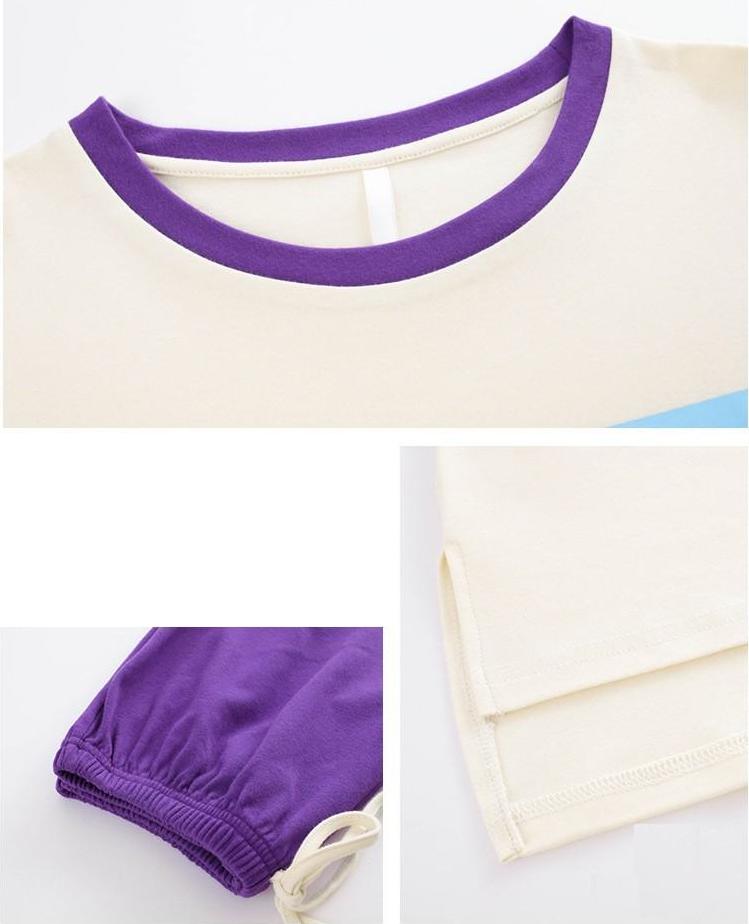 Bộ lửng cotton dáng dài tím phối túi hộp