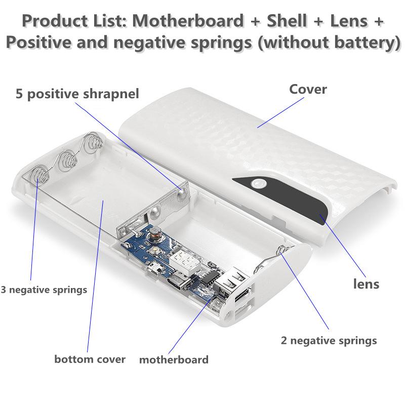 5x18650 Power Bank Box Portable 5V Dual USB Sạc điện thoại di động Hộp đựng pin DIY Shell 18650 Hộp sạc có đèn LED Màu sắc: B- Xanh dương