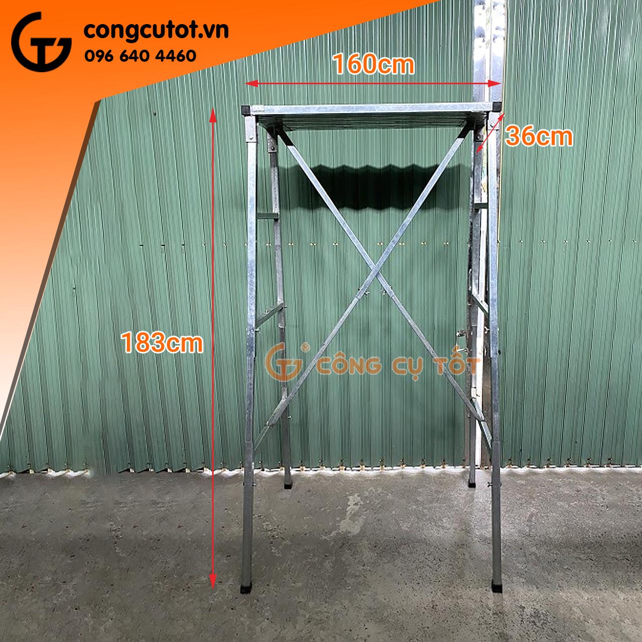 Giàn giáo di động đa năng - giàn giáo gấp gọn thông minh GT4387 cao 1m83 tùy chỉnh mặt đứng 160x36cm nặng 22kg chắc chắn