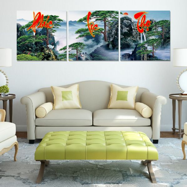 Tranh Canvas treo tường nghệ thuật | Bộ 3 bức vuông| HLB_070