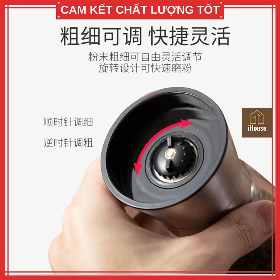 Lọ xay tiêu cầm tay thủy tinh và inox, dụng cụ xay tiêu cầm tay đa năng tiện lợi