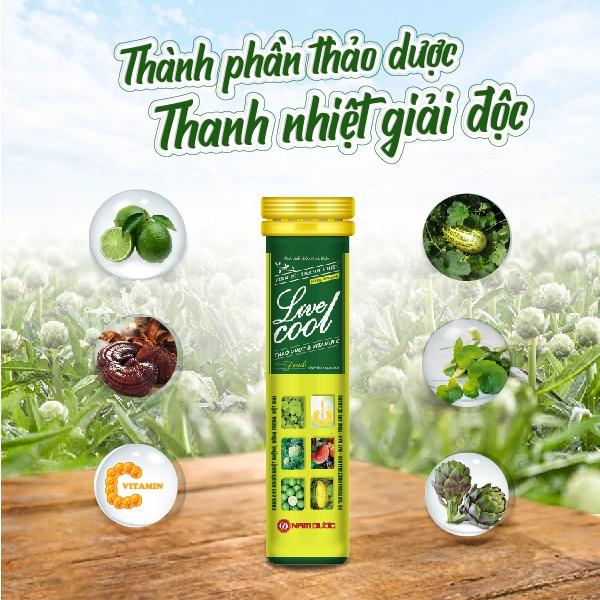 Viên sủi thanh nhiệt Livecool - Hương dưa gang hỗ trợ giảm nóng trong người, giải độc, mát gan, tăng sức đề kháng - Hộp 16 viên