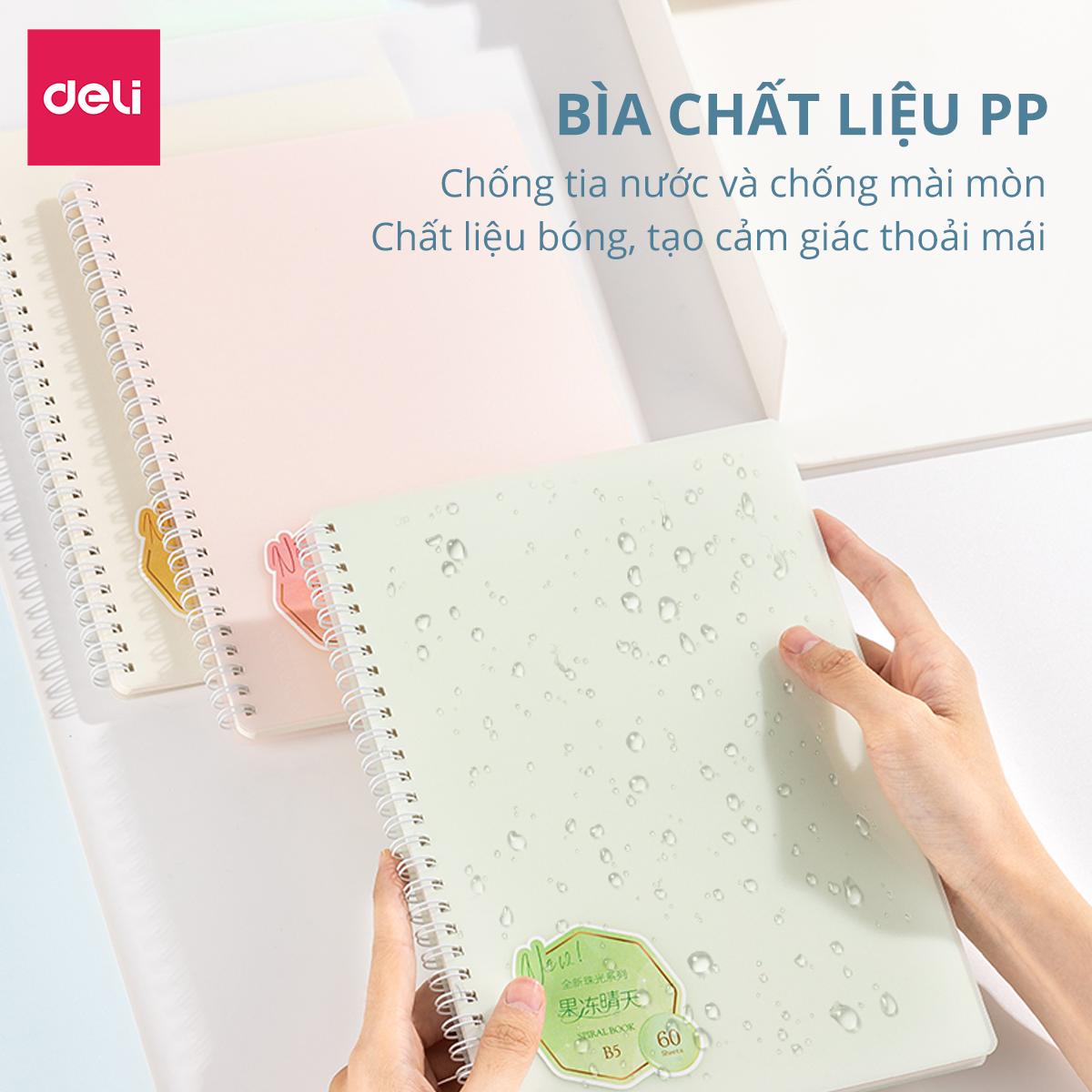 Sổ Tay Ghi Chép Lò Xo Bìa Nhựa A5 / B5 120 Trang 100 Trang 80 Gsm Kẻ Ngang Màu Pastel Deli - Phù Hợp Làm Sổ Kế Hoạch, Sổ Nhật Kí, Tập Vở Ghi Chép - QLPA560  QLPB560 VLPA550 VLPB550