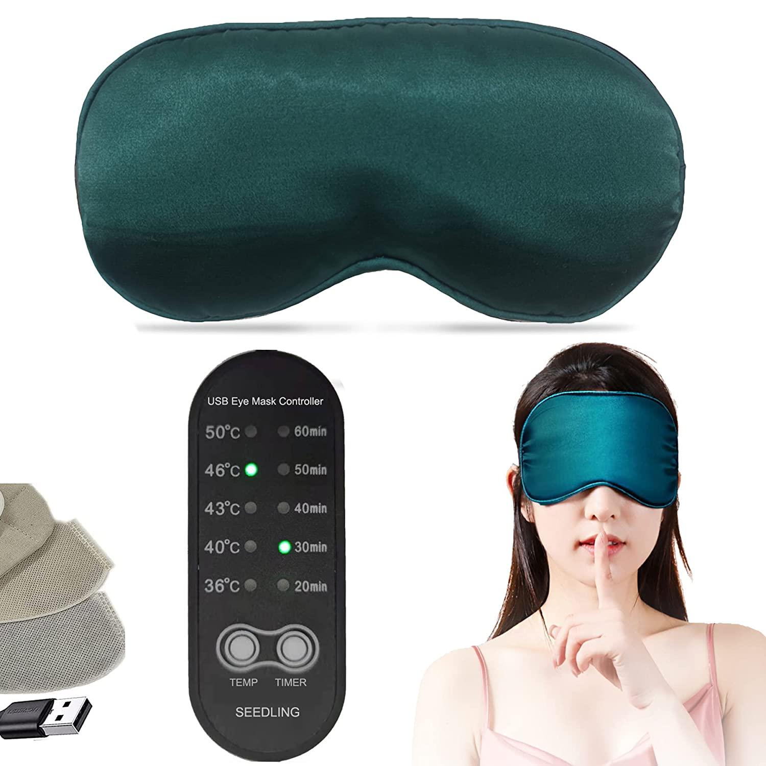 Mặt nạ mắt làm nóng cho mắt khô, mặt nạ ngủ, mặt nạ mắt lụa, USB có điều khiển nhiệt độ và thời gian