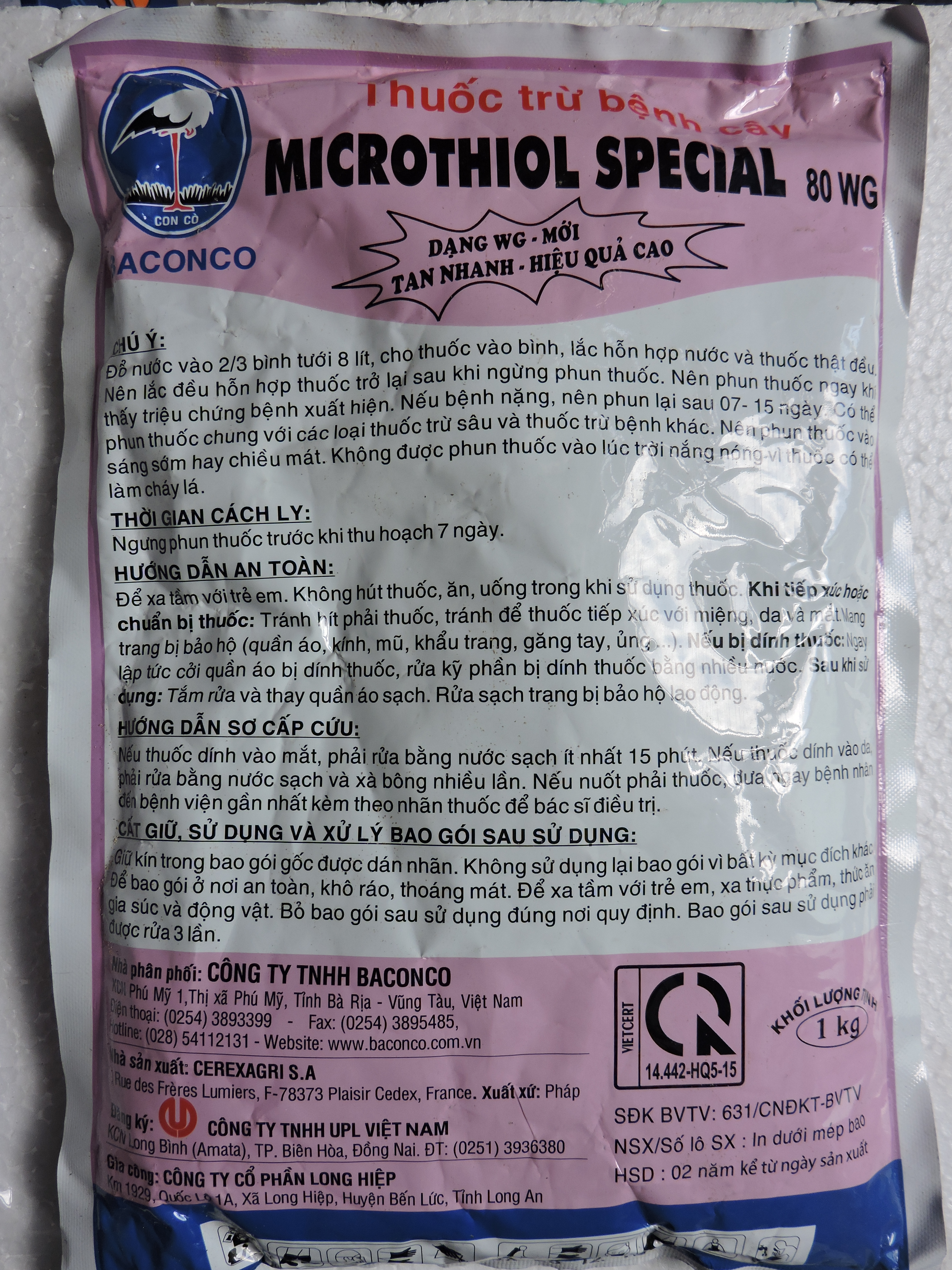 Thuốc Trừ Bệnh Cây Trồng Microthiol Special túi 1kg Trừ Nhện Đỏ, Nhện Vàng, Bệnh Phấn Trắng