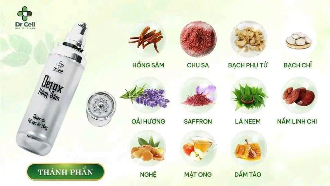Detox Hồng Sâm Dr Cell 50ml thải độc tố da hỗ trợ giảm mụn hỗ trợ mờ thâm nám - Hàng Chính Hãng