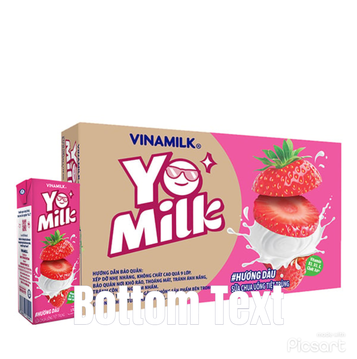 Thùng 48 hộp sữa chua uống hương dâu Yomilk - hộp giấy x 170ml