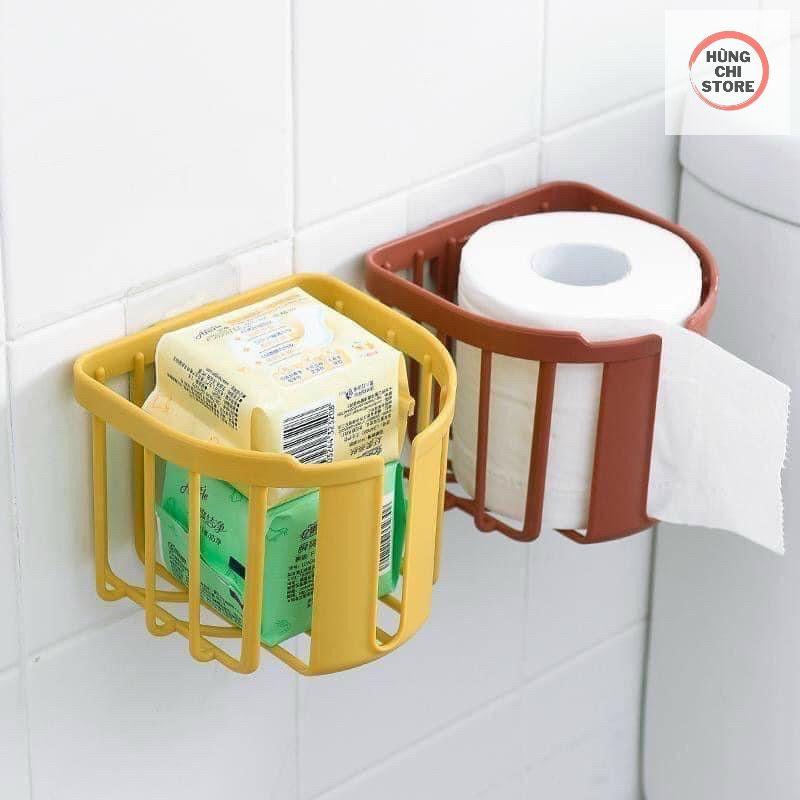 Giỏ đựng giấy vệ sinh dán tường, khay kệ đựng đồ đa năng nhà tắm, nhà bếp