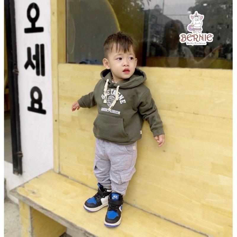 Áo khoác áo hoodie unisex bé trai bé gái nỉ bông mềm mại cho bé 9 đến 24kg Hàn Quốc
