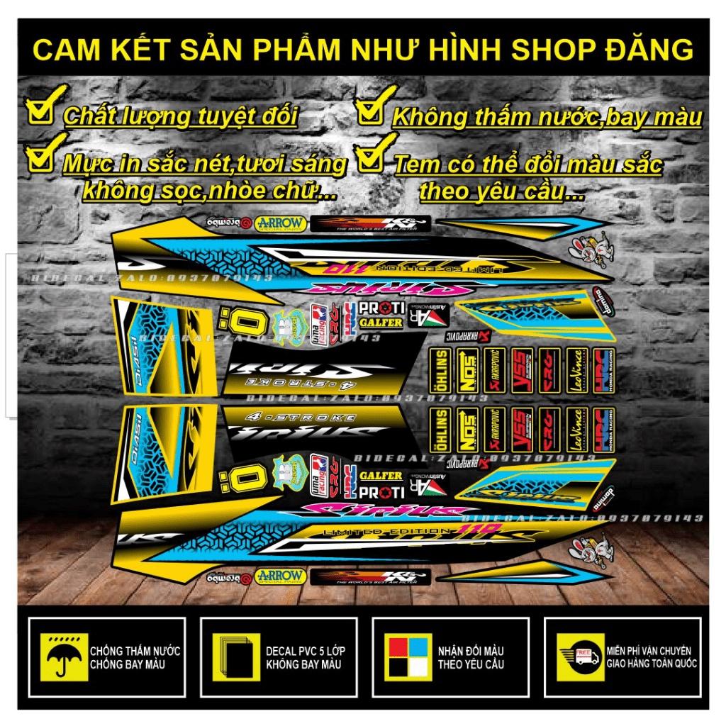TEM RỜI SIRIUS MẪU HOA VĂN VÀNG ĐEN TẶNG KÈM LOGO - BI DECAL