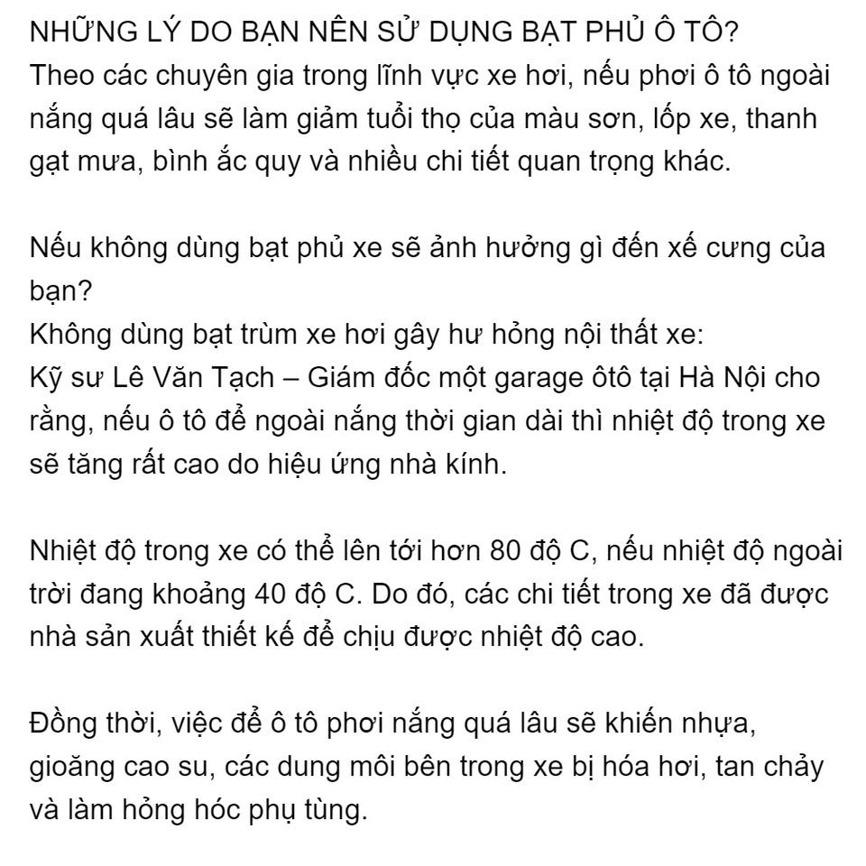 Bạt phủ xe ô tô Vinfast Vfe34 3 lớp tráng bạc thông minh, chất liệu vải dù oxford cao cấp, áo chùm bảo vệ xe 4,5,7 chỗ