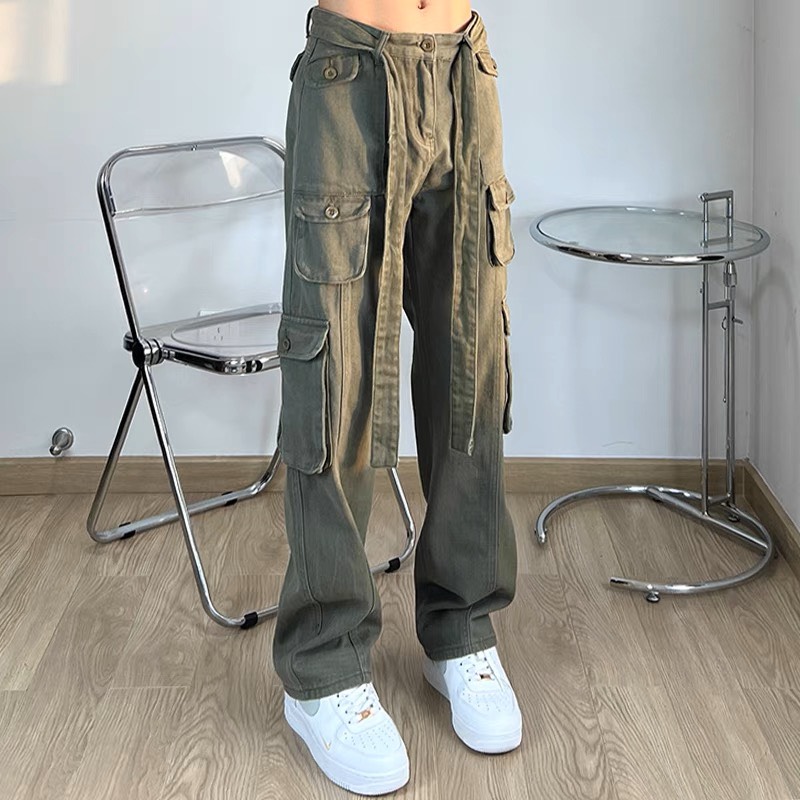 Quần kaki túi hộp nam nữ , Hiphop ống rộng xuông dài, quần cargo pants trơn thời trang unisex nam nữ - Gin store