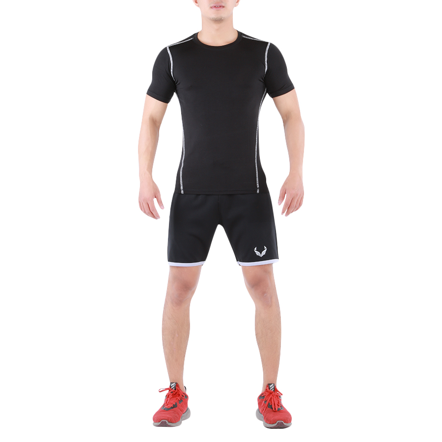 Áo Base Layer Tập Gym Nam Tay Ngắn Đen Unique