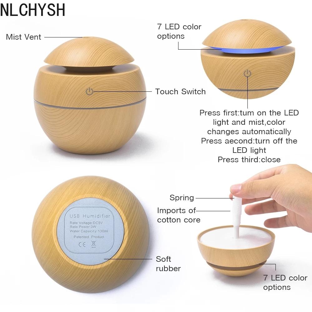 Mini USB Tinh Máy Khuếch Tán Tinh Dầu Siêu Âm Thanh Máy Tạo Độ Ẩm Không Khí Thơm Đèn Ngủ Tự Động Ngắt Điện Cho Văn Phòng Nhà Xe Ô Tô