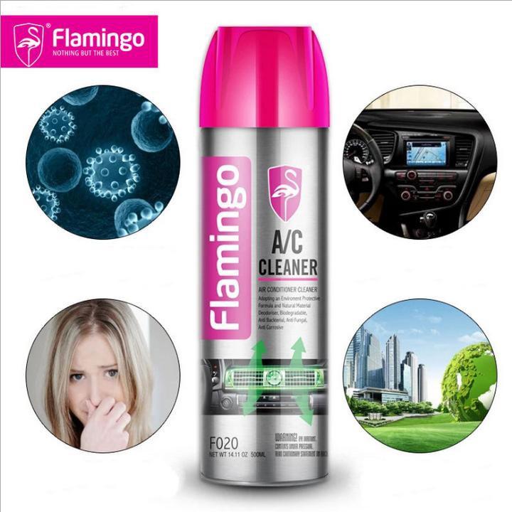 Xịt Bọt Vệ Sinh Khử Mùi Hôi Điều Hòa Ô Tô Flamingo F020 500ml - Chính Hãng