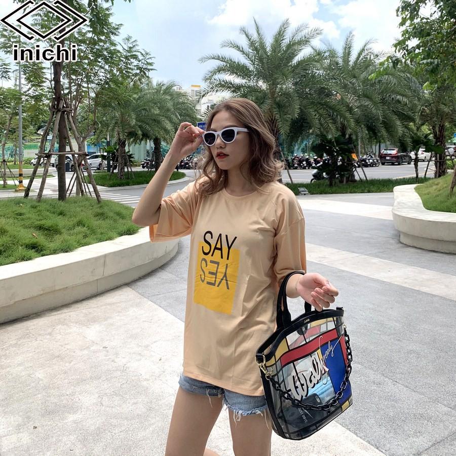 Áo thun tay lỡ form rộng INICHI IC585 cho cả nam nữ in chữ OK