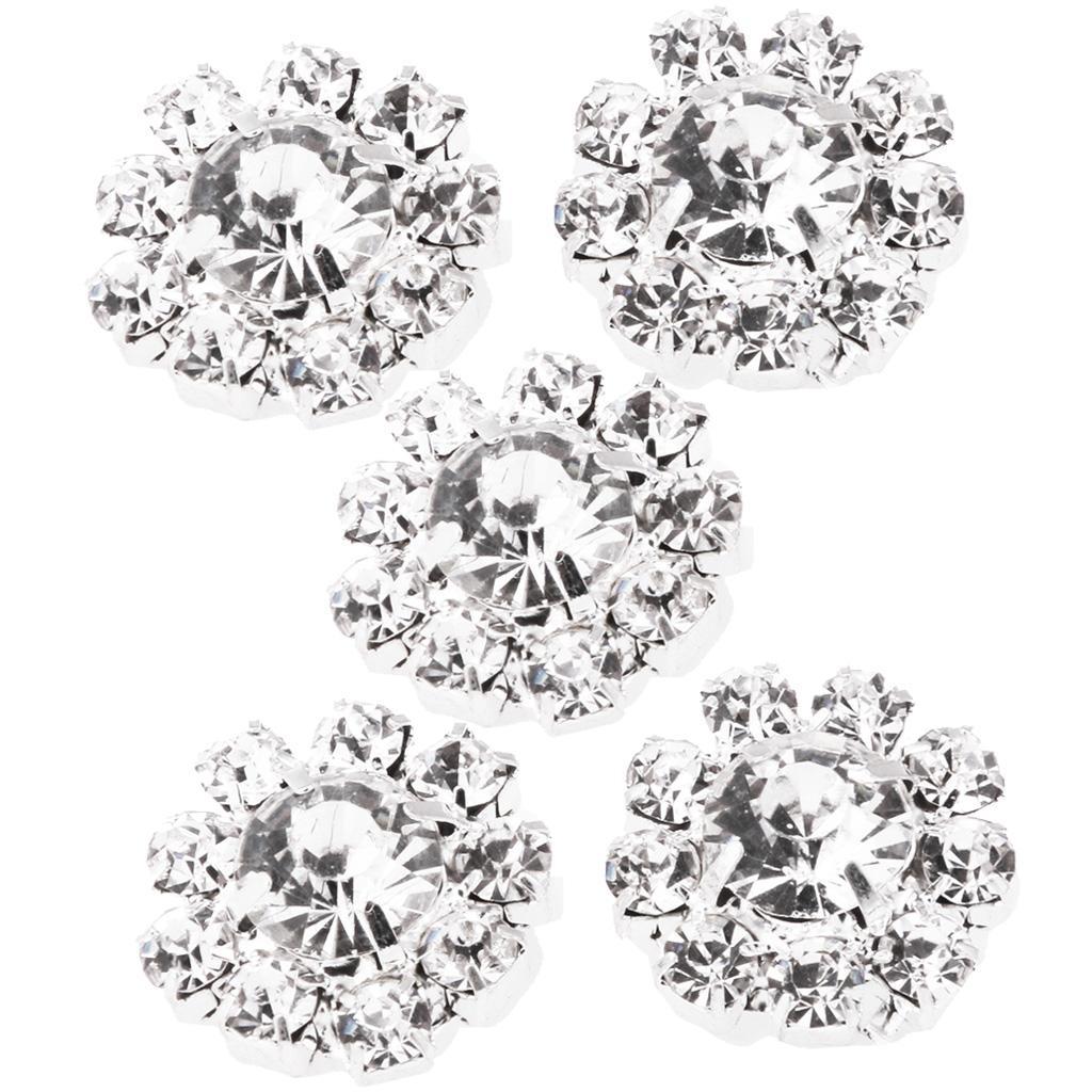 5-8pack 10 Pieces Rhinestone Flower Sewing Buttons DIY Crafts 16mm Silver
