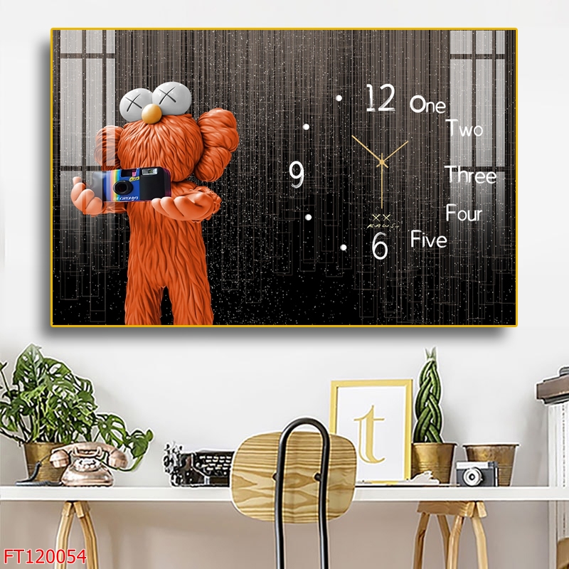 Đồng Hồ Treo Tường Cô Thú Bông Nghộ Nghĩnh Cho Phòng Bé - Tranh Đồng Hồ Kim Trôi Tráng Gương Cao Cấp