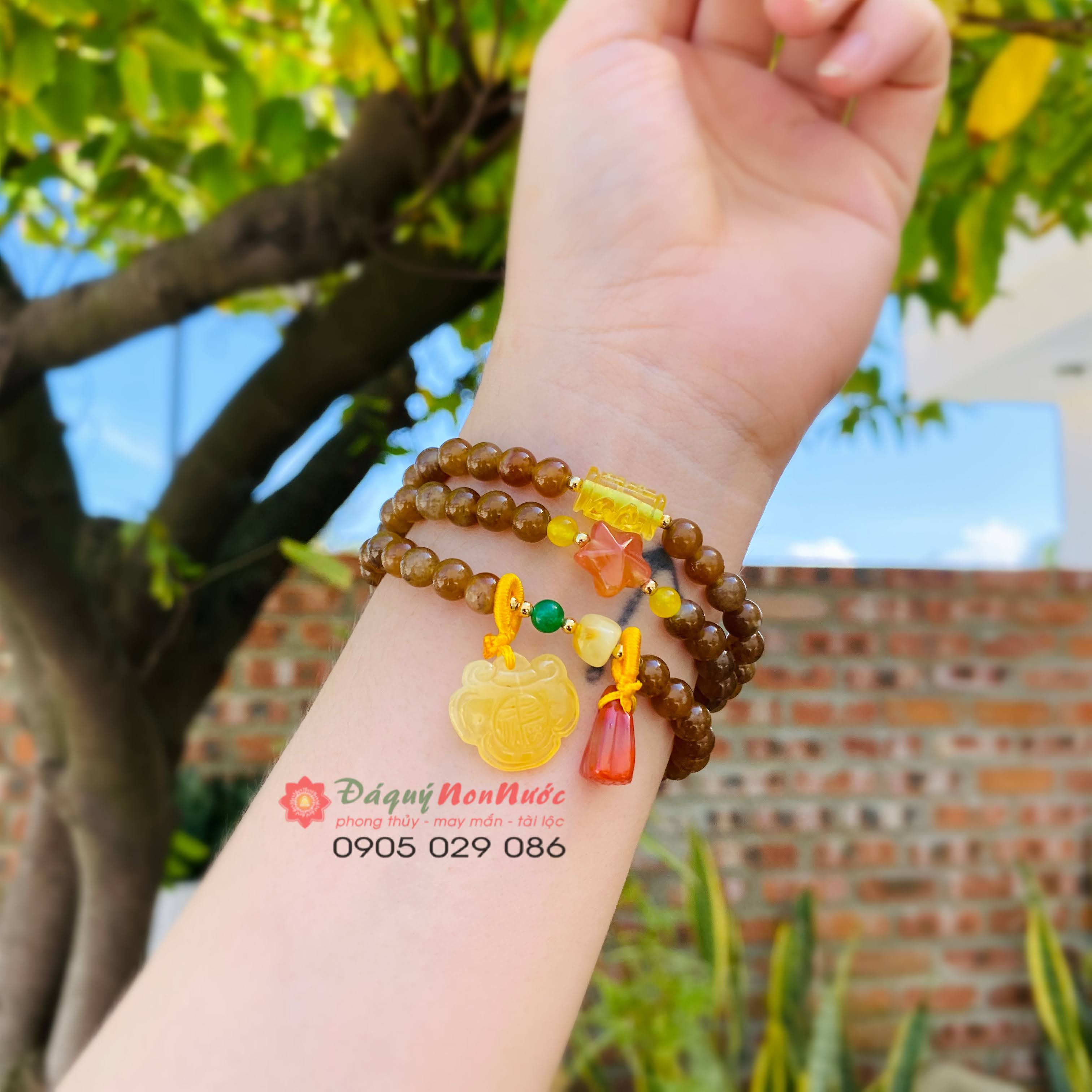Vòng tay Như Ý Ngọc Hòa Điền Nâu.