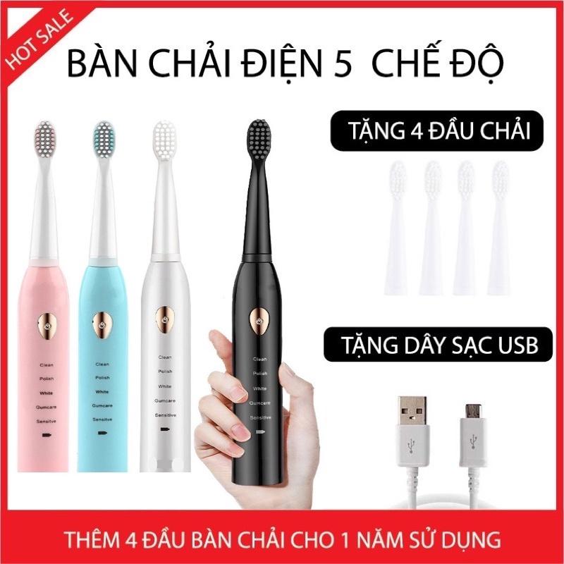 (GIÁ RẺ) Bàn chải răng chạy điện đa năng PRO công nghệ mới sóng siêu âm - Tặng 4 đầu chải