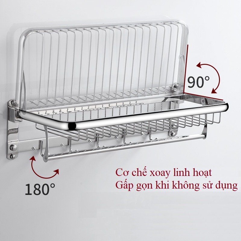 Giá treo khăn tắm Inox 304 Latimax VKT3 cao cấp - Máng treo khăn kèm móc quần áo đa năng