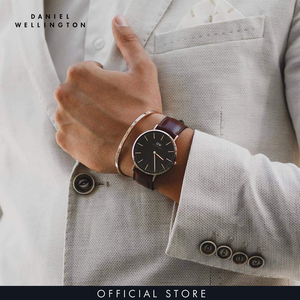 Combo Gift Nữ Daniel Wellington Đồng hồ Quadro Pressed Melrose DW00100432 + Vòng tay Classic Bracelet DW00400003