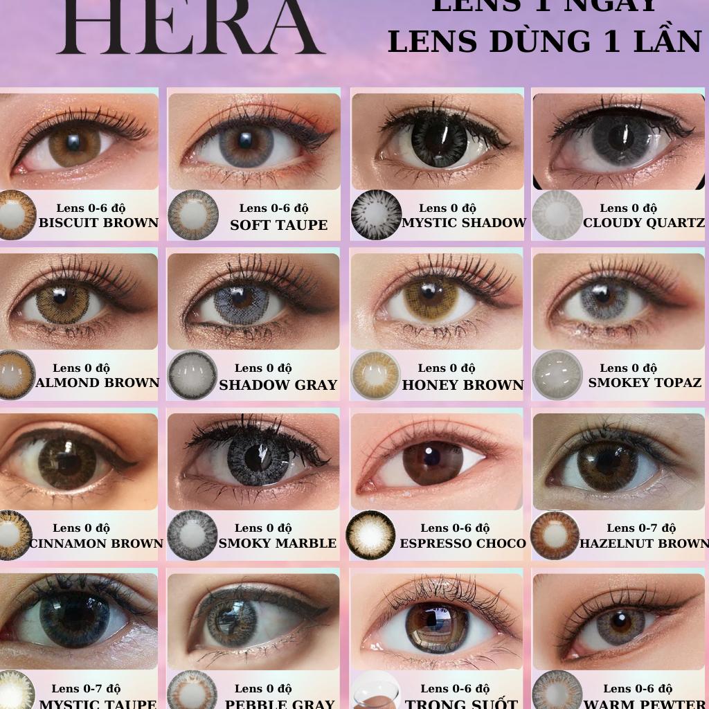 Kính Áp Tròng Hera CLOUDY QUARTZ Màu Xám Vân Đá Không Độ Nhập Khẩu Hàn Quốc Lens Không Cận 1 Ngày