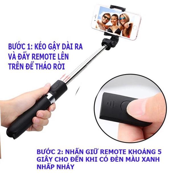 Gậy Tự Sướng Bluetooth Selfie Stick Tripod L01 Có Chân Chụp Ảnh Cao Cấp màu đen