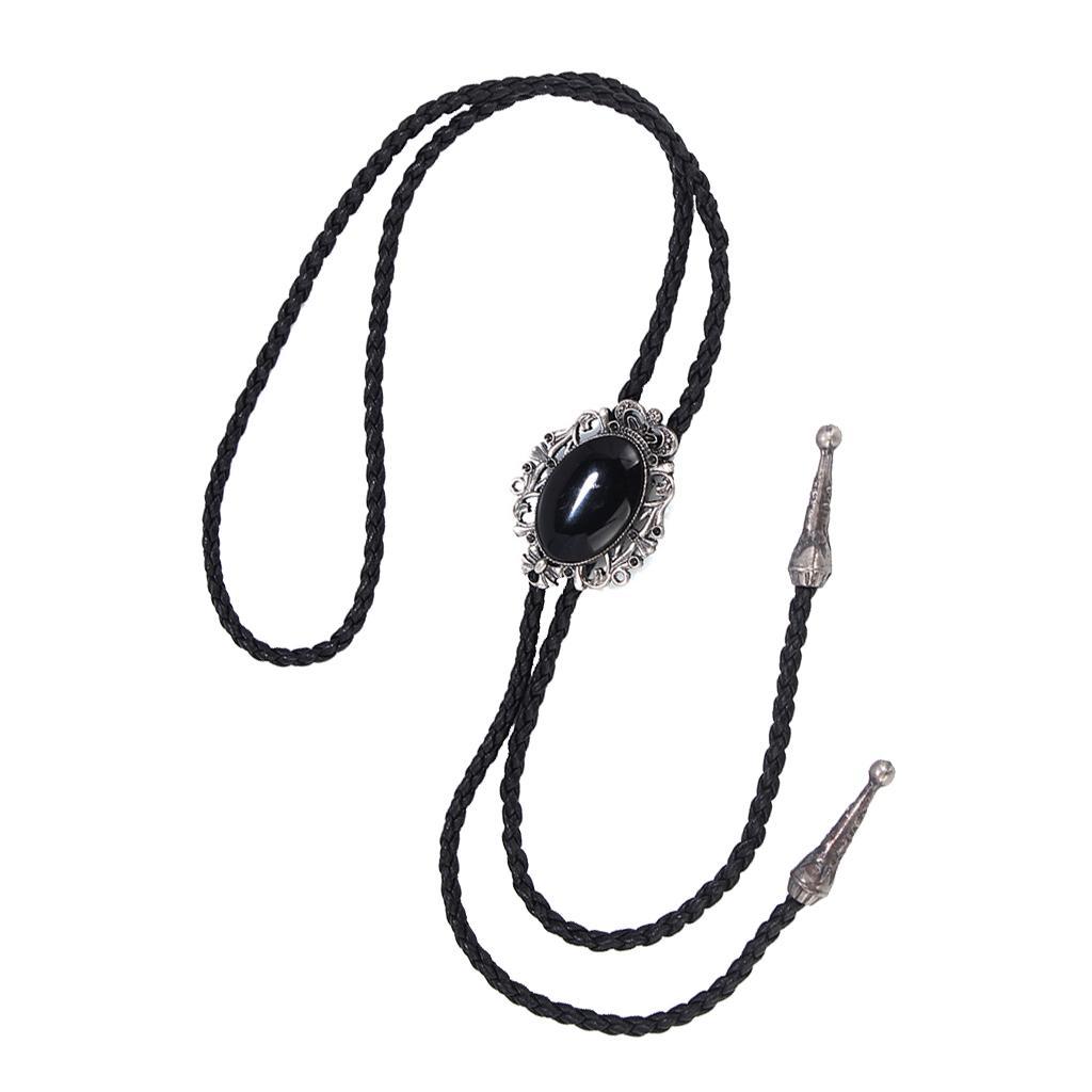 2X Vintage Western Cowboy Boho Tie Pendant Necklace Collar-Black