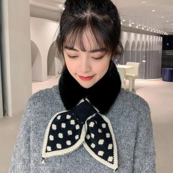 Khăn Quàng Cổ Lông Thỏ Buộc Nơ siêu xinh