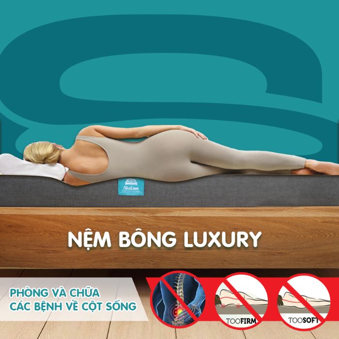 Nệm Bông Thông Minh Shalom Luxury Kiểu Dáng Thẳng Hoặc Gấp - Màu Xanh