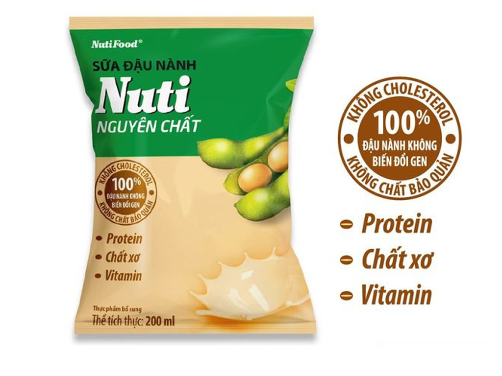 Thùng Sữa Đậu Nành Nutimilk Nguyên Chất 200ml (Bịch 200ml x 36) - Bổ Sung Dinh Dưỡng Từ Hạt Đậu Nành